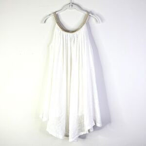 Nouveau Monde Dress Women L White Gold Goddess Grecian Rave Festival Gauzy Fairy